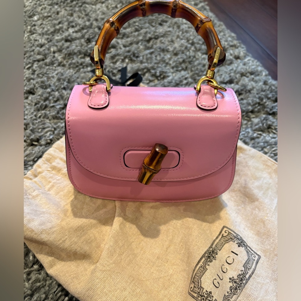 Gucci Bamboo 1947 Pink Mini Bag with Gold Hardware
